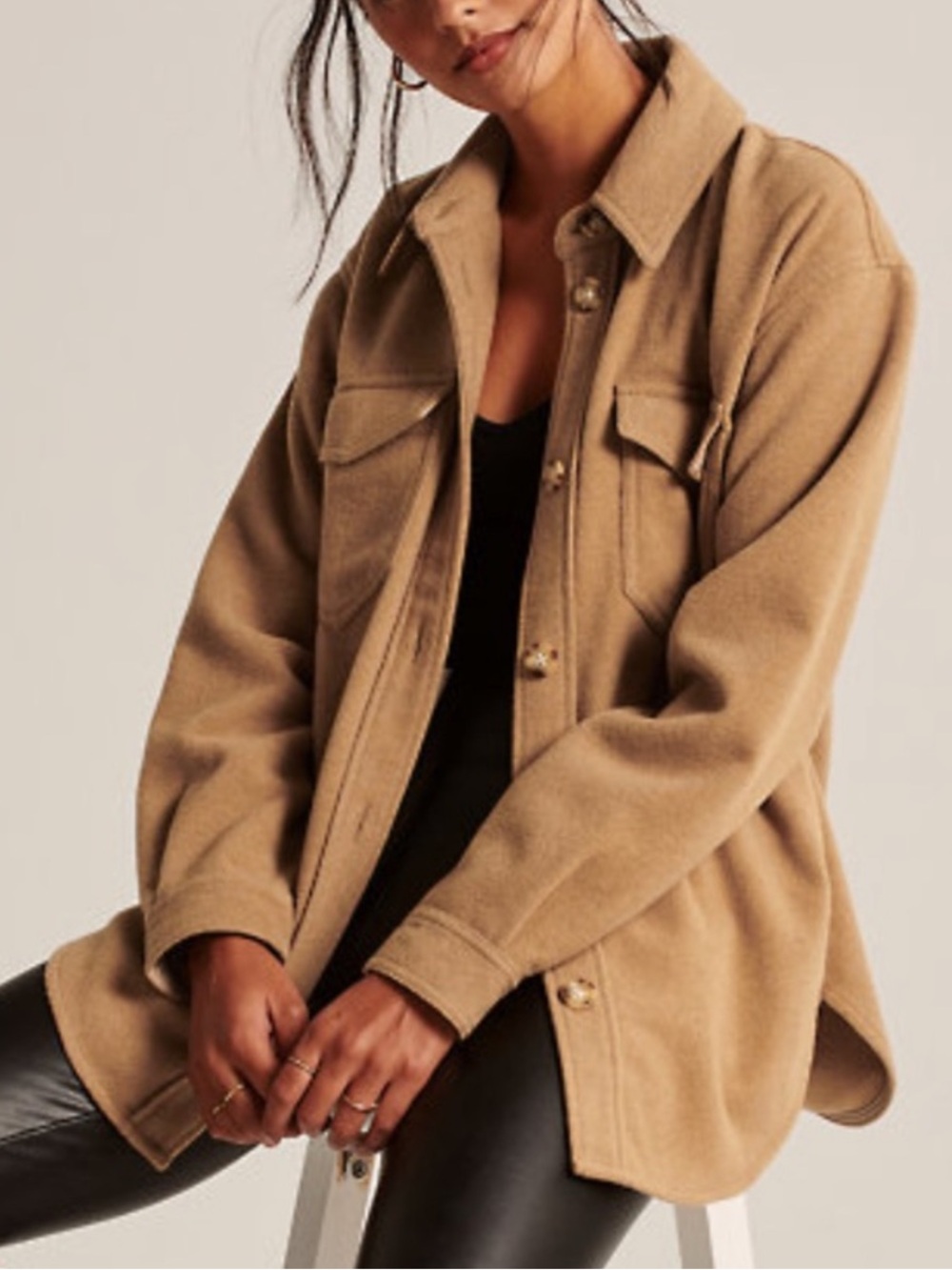 Abercrombie & Fitch Oversized Camel Shacket